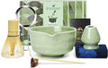 Artcome 7-Piece Matcha Tea Set - Complete Japanese Ceremony Kit with Bowl, Whisk, Scoop, Strainer & Guide, Mottled Light Green