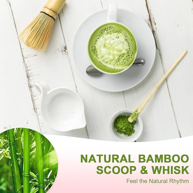 Matcha Whisk Set––7pcs Japanese Matcha Set Kit with Matcha Bowl, Bamboo Whisk, Whisk Holder, Scoop, Towel&Sifter–Perfect for Matcha Lovers&Tea Ceremonies-Cherry Blossom Pink