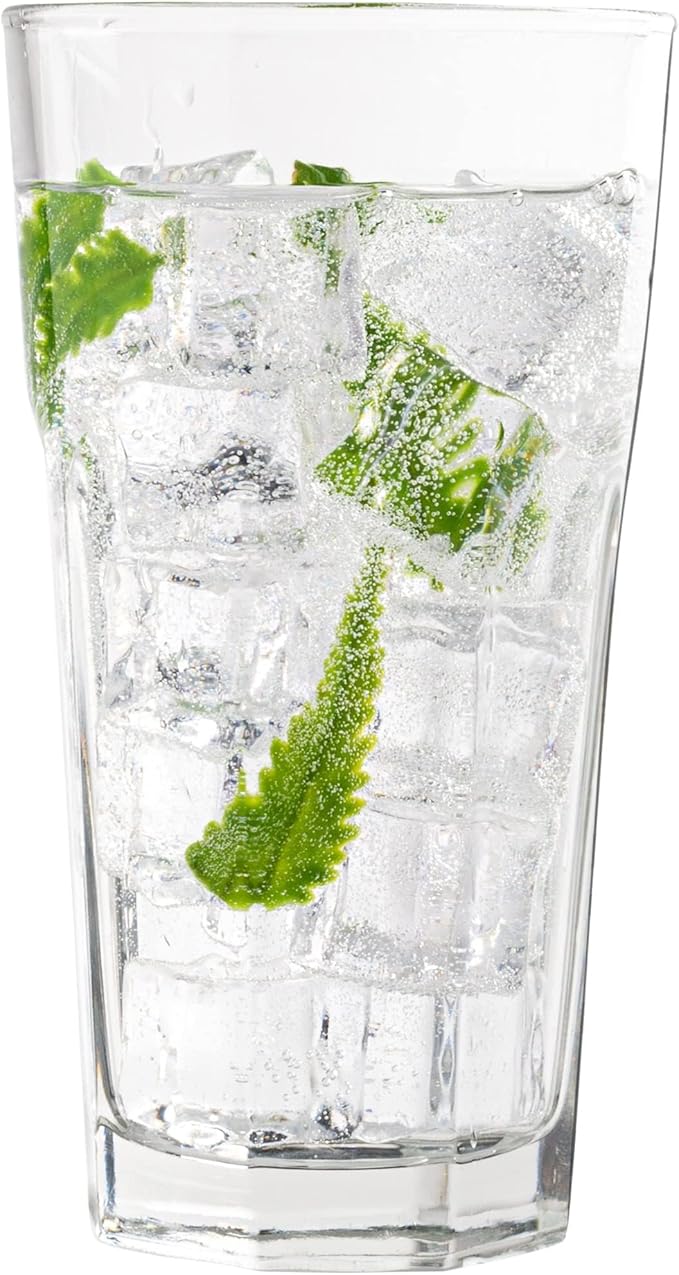 Vikko Drinking Glasses, 11 Ounce Large Glass Cups, Durable Glasses Set of 12, Stackable Water Glass, Highball Heavy Base Tumblers, Dishwasher Safe