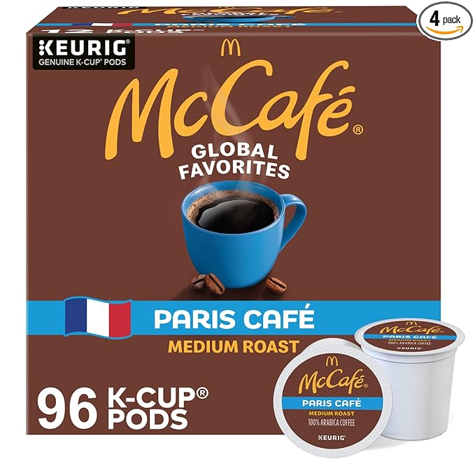 McCafe Paris Café, Single Serve Coffee Keurig K-Cup Pods, Medium Roast Coffee, 96 Count (4 Packs of 24)