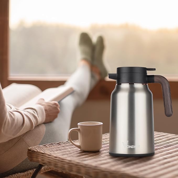 Vondior Coffee Carafe 35oz/1.0L - 24Hours Coffee Thermal- Insulated 304 Stainless Steel Hot Beverage Dispenser - Thermal Coffee Carafes For Keeping Hot/Cold Coffee, Drink Dispenser for Parties