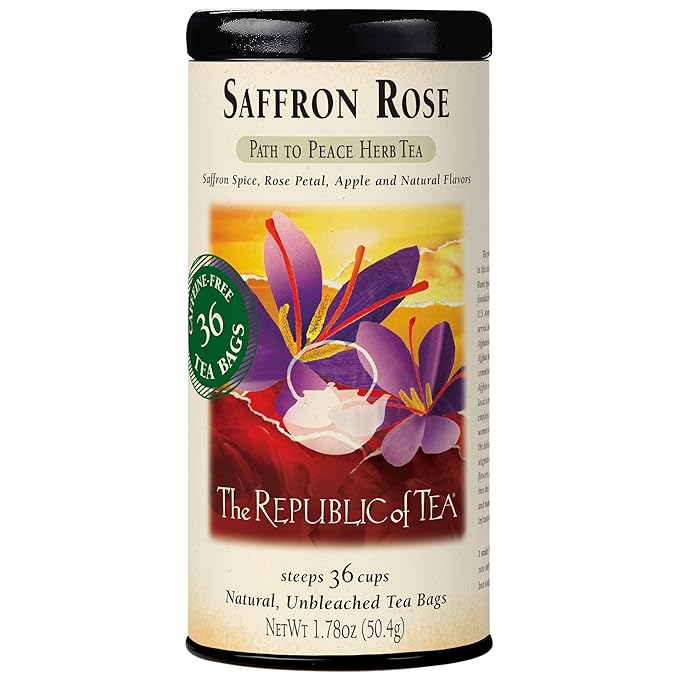The Republic of Tea Saffron Rose Herbal Tea Bags, 36 Tea Bags