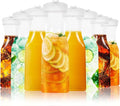 Set of 8 Plastic Carafe with Lid, 1 Liter Carafes for Mimosa Bar，Large Square Base Juice Containers, Water Bottle, Milk Container, Clear Beverage Containers for Fridge