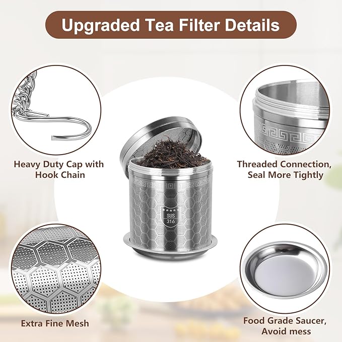 316 Stainless Steel Tea Strainer for Loose Leaf Tea (1, Large)