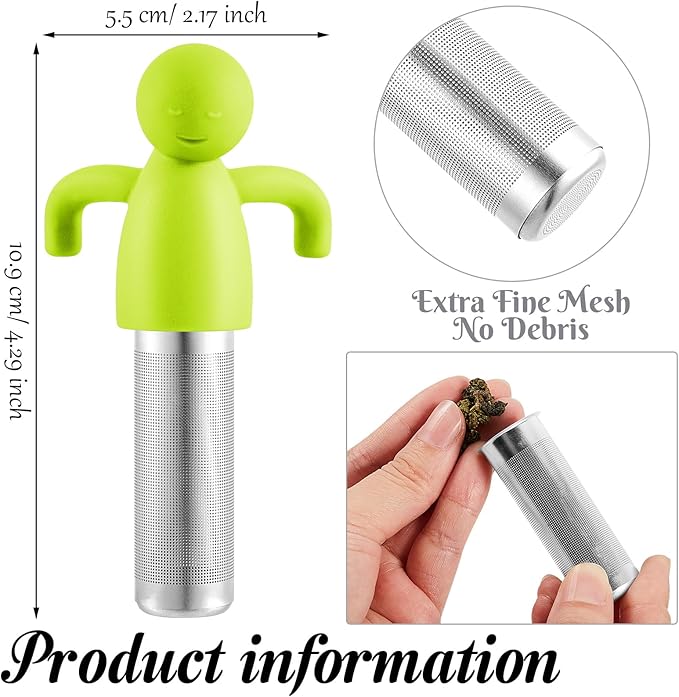 2 Pieces Tea Infuser for Loose Tea Cute Fine Mesh Tea Strainer Stainless Steel Tea Filter Ball Tea Diffuser Steeper for Teacups Teapots (Green, Rose Red) (JI-Hicarer-8)
