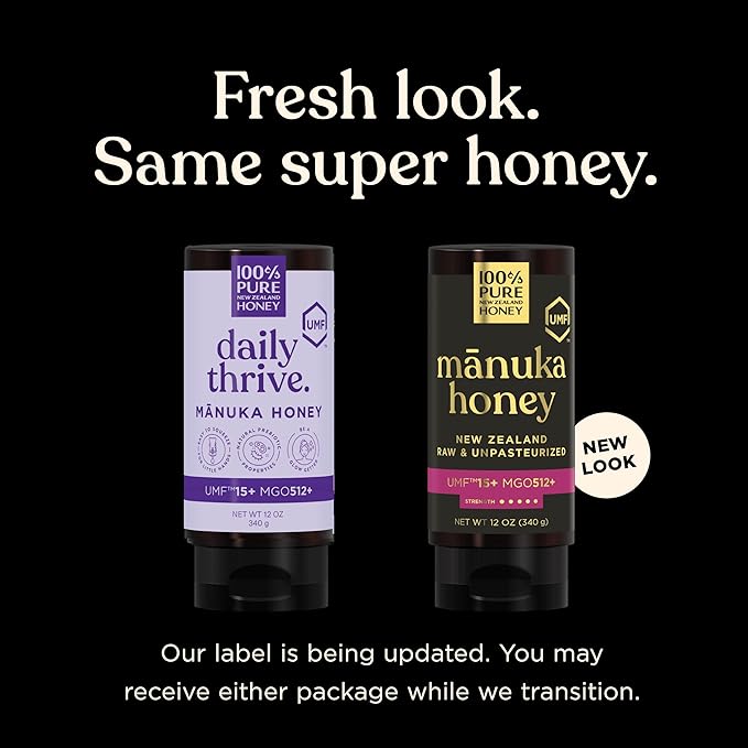 100% Pure New Zealand UMF 15+ MGO 512+ Manuka Honey Squeeze Bottle Raw & Unfiltered Certified Award Winning Silky Smooth Taste & Texture 12 Oz