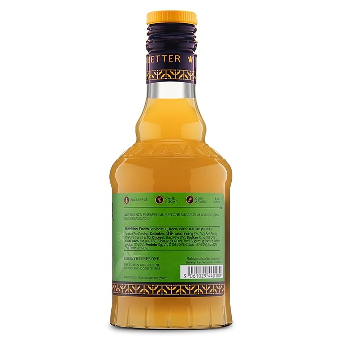 Liber & Co. Pineapple Gum Syrup - Craft Cocktail Mixer with 60% Pineapple Juice, Pure Cane Sugar & Gum Arabic - Essential for Pisco Punch, Jungle Birds & Tiki Cocktails - Makes 25 Drinks (12.7 oz)