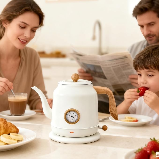 1.2L Electric Gooseneck Kettle with thermometer, Tea Kettle for Boiling Water, Gooseneck Electric Kettle for Coffee & Tea