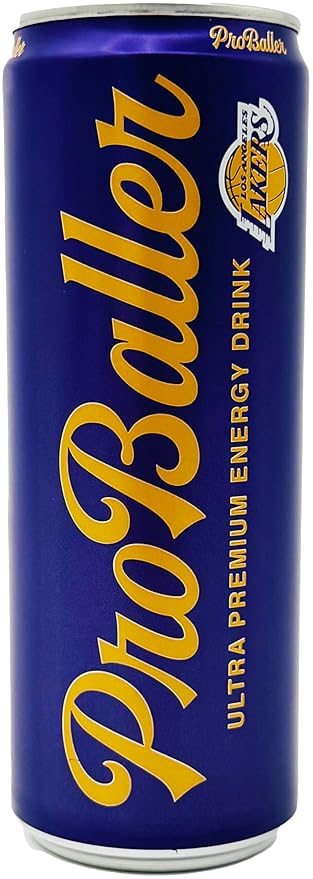 ProBaller Ultra Premium Energy Drink - Natural Clean NSF Certified Sport Drink with Amino Acids, Taurine, Biotin, Organic Agave, Vitamin B 12 Methylcobalamin, & Electrolytes - 15 Pack - Lakers Edition