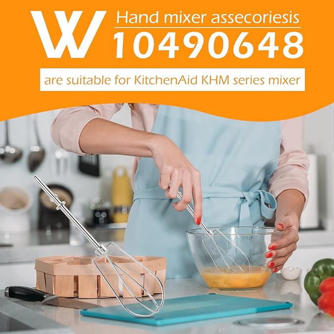 Hand Mixer Beaters for Kitchenaid W10490648 Beaters Attachments Replace for KitchenAid Hand Mixer KHM2B, AP5644233-2 Pack