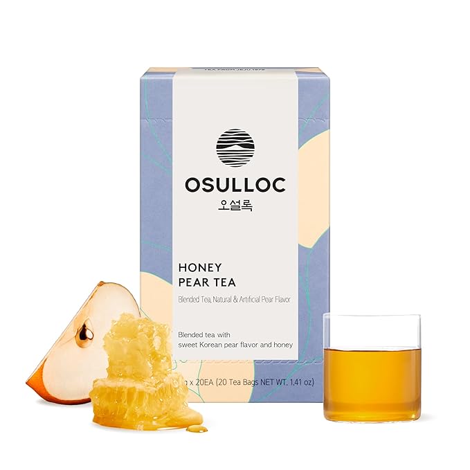 OSULLOC Honey Pear Tea (Sweet Pear & Honey Flavor), Fruit tea Blend, Premium Teabags from Jeju Island, 20 count