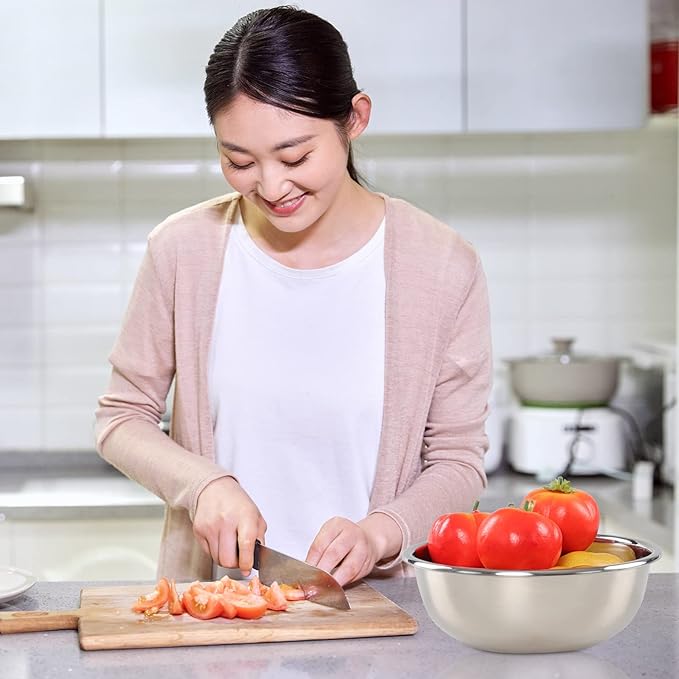 Jekiyo Stainless Steel Mixing Bowls, Metal Prep Bowls for Kitchen, Set of 4