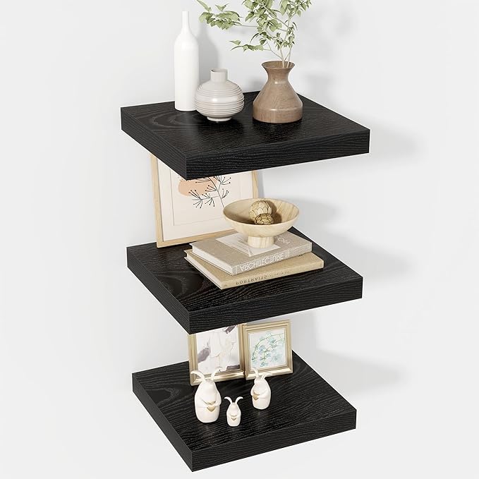 12 Inch Floating Shelves, 12" Deep Floating Shelf Wall Mounted, 12" Wall Shelves, Rustic Deep Bookshelf, Extra Deeper Display Shelves & Storage Shelves for Bedroom, Living Room, Set of 3