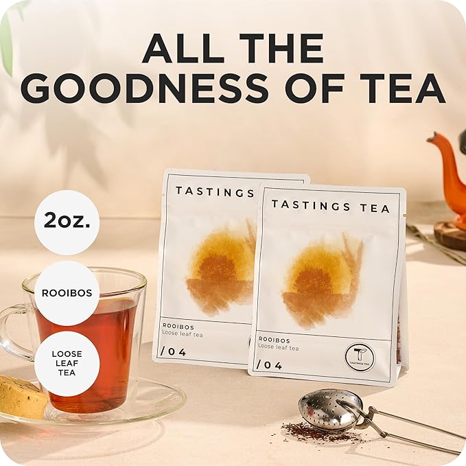 Tastings Tea Rooibos - 4oz Loose Leaf | South African Herbal Flavour| Caffeine Free