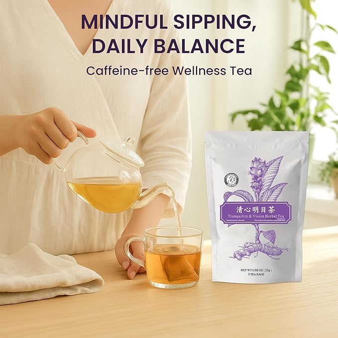 Tranquility & Vision Herbal Tea Blend with Dried Jujube Fruit, Goji Berry, Chrysanthemum Flower & Nelumbo Nucifera Seed | Relaxing Tea Bags | Premium Herbal Teabags & Gentle Sleepytime Teabags