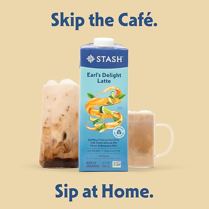 STASH Earl's Delight Latte - Dairy Free Plant Based Black Tea Concentrate - Caffeinated - 32 fl oz, 5 Servings (Pack of 2)
