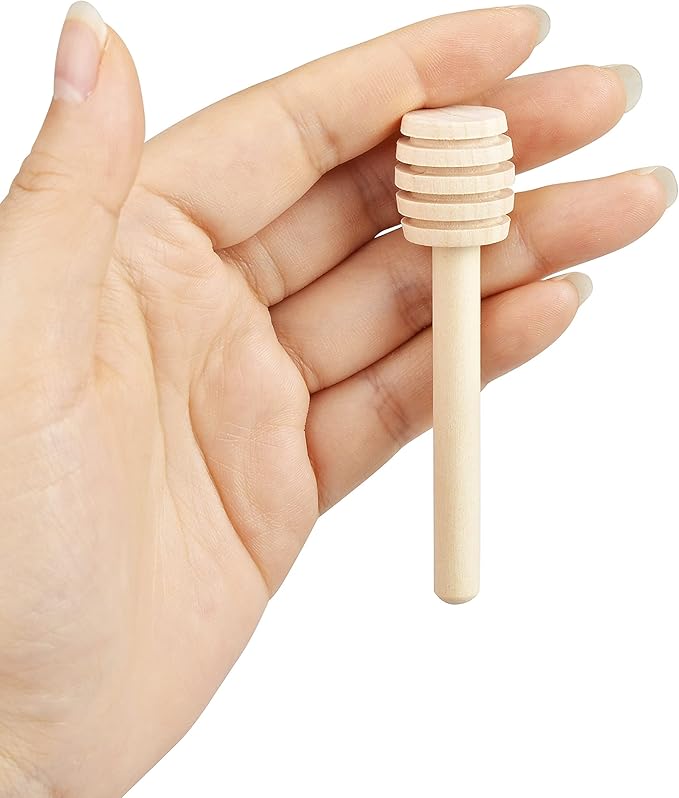 Wooden Honey Dipper Sticks, 3Pcs Mini Honey Spoon for Honey Jar Dispense Mixing Stirrer