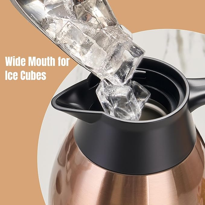 PARACITY 68oz Thermal Coffee Carafe Stainless Steel, Coffee Carafes for Keeping Hot, Double Walled Vacuum Insulated Coffee Urn for Coffee & Tea, Home & Office (Gold Brown)