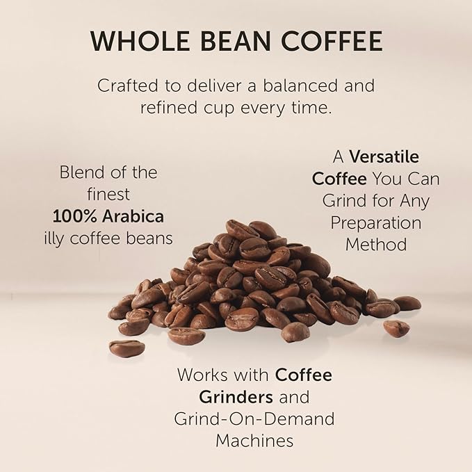 Illy Intenso Whole Bean Coffee, Dark Roast, Intense, Robust And Full Flavored With Notes Of Deep Cocoa, 100% Arabica Coffee, No Preservatives, 8.8 Ounce (Pack Of 1)