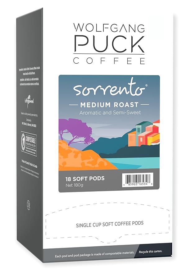 Wolfgang Puck Coffee, Sorrento, 9.5 Gram Soft Pods, 18 Count (Pack of 1)