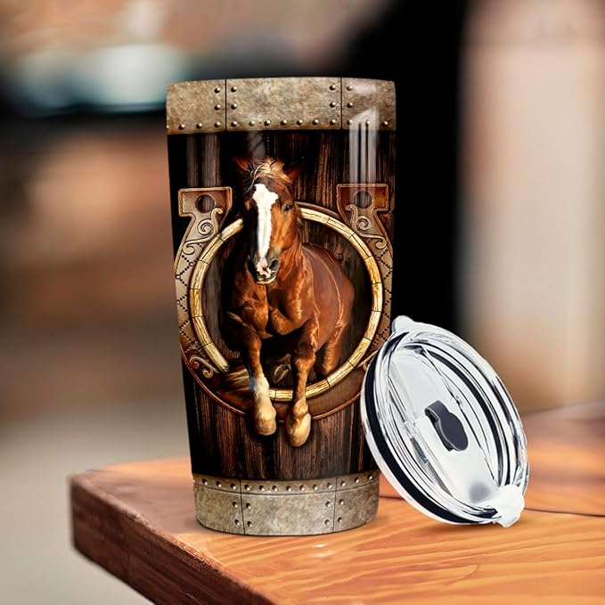 winorax Horse Tumblers 20oz Stainless Steel Insulated Cup Mugs with Lids - Equestrian Gifts for Horse Lovers - Birthday & Christmas