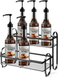 6-Bottle 2-Tier Coffee Syrup Rack Organizer,Sturdy Metal Syrup Storage Shelf Holder Stand for Coffee Bar,Kitchen Countertop,Universal Wine Rack,Compact Durable Space-Saving Design