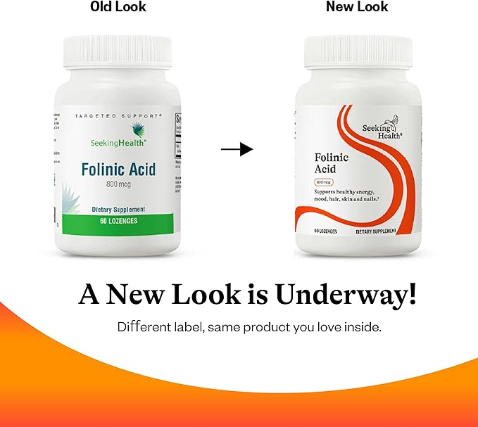 Seeking Health Folinic Acid - Methylated Form of Folate Precursor - Folinic Acid Supplement Supports Heart Health - Metabolically Active Alternative to Folate - 1360 mcg, 60 Lozenges