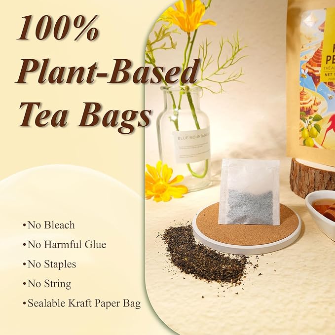 WT WEETEE Honey Pear Tea Bags 50 Count, Black & Puerh Tea Sweet Pear & Honey Flavor | Resealable Kraft Bag | Brew Hot or Iced
