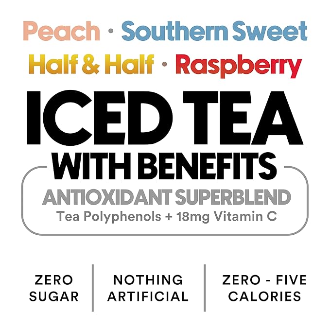 Ryl Iced Tea MVP Variety Pack – Antioxidant Superblend, No Artificial Ingredients, Zero Sugar, Zero Calorie, Low Carb, Non-GMO, Kosher, Gluten Free, Made in the USA, 12-Pack, 16 Fl Oz