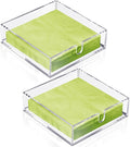 Acrylic Cocktail Napkin Holder for Table, Clear Beverage Napkin Holder Square Rectangle for Dinner, Kitchen, Bathroom, Restaurant, Bar (2 Pieces, 7 x 7 Inch)