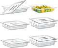 6 Pack NSF Food Pans with Lids, 1/2 Size 2.6'' Deep Commercial Food Storage Containers, Polycarbonate, Clear
