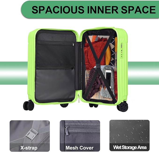 Krute Carry on Luggage 20 inch Suitcases with Spinner Wheels PC+ABS Airline Approved Hard Side Luggages with TSA Lock