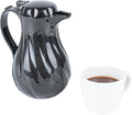 Restaurantware-Restpresso 20 Ounce Coffee Carafe, 1 Insulated Coffee Server - Push-Button Top, Swirl Design, Black Plastic Pitcher, Built-In Handle, With Identification Tags