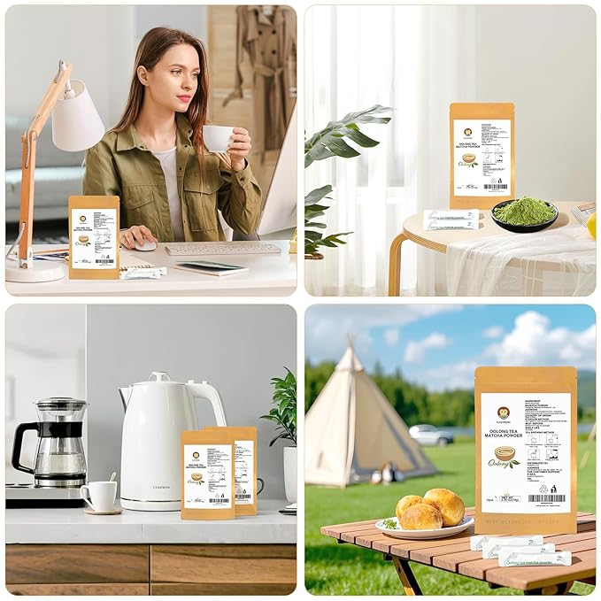 Taiping HK Oolong Matcha Tea 10 Single Serve Stick Packs For Cooking, Baking, Latte, Smoothie, Hot & Iced Drinks - Antioxidant-Rich, Helps Support Digestive Health - Unsweetened,Vegan(10 Count)