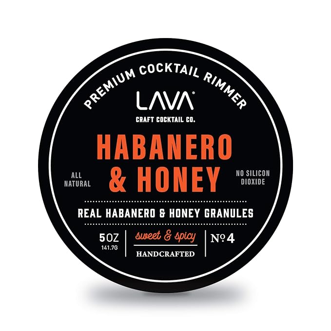 LAVA Premium Habanero & Honey Cocktail Rimmer, All Natural Rimmer Seasoning, Sweet & Spicy, No Silicon Dioxide, with Easy Screw-On Lid - 5oz