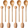 4pcs 6inch Honey Dipper Stick,Long Handle Coffee Stirring Spoons,Wooden Honey Jar Spoons Stirrer,Dessert Iced Tea Cocktail Mixing Spoons for Home Kitchen