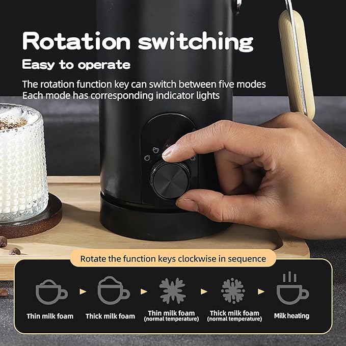 Milk Frother Electric 5 in 1 - Automatic Milk Frothers 350ml Large Capacity Milk Steamer and Frother Milk Heater and Warmer Hot & Cold Milk Foamer Maker for Latte Coffee Chocolate Machine