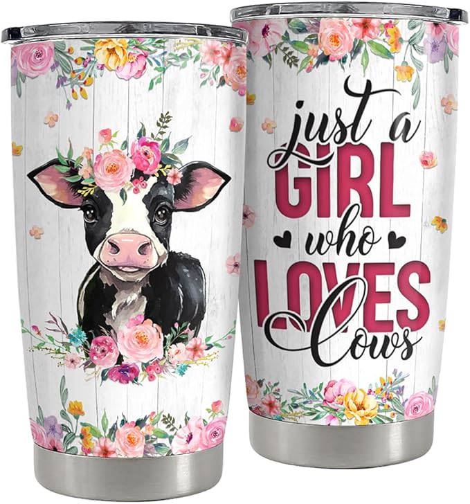 Cow Tumbler 20oz Stainless Steel Insulated Coffee Cup Tumblers Cow Gifts for Girls Women Gift for Christmas Birthday Mothers Day