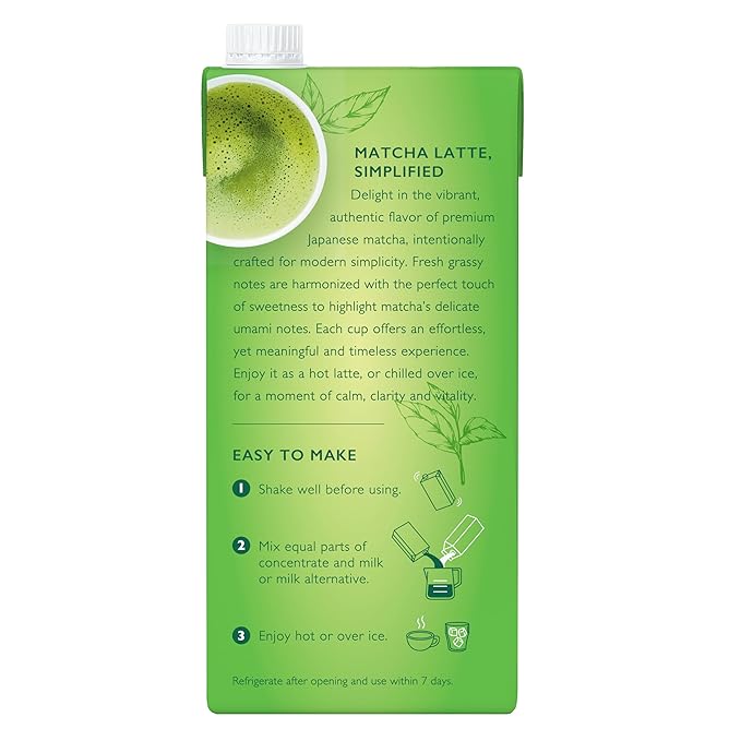 The Republic of Tea – Matcha Green Tea Concentrate, 6 Cartons – 32 fl oz (5 Servings), Matcha Latte Mix, Naturally Caffeinated, Gluten Free, Japanese Green Tea