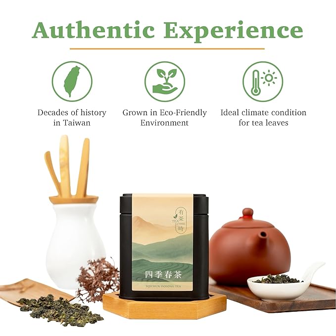TEA & TIME Oolong Tea Loose Leaf – Four Seasons Spring Oolong (Sijichun), Premium Taiwanese Oolong Tea, Fragrant Chinese Tea Leaves, Fresh Aroma, (100g / 3.5oz)