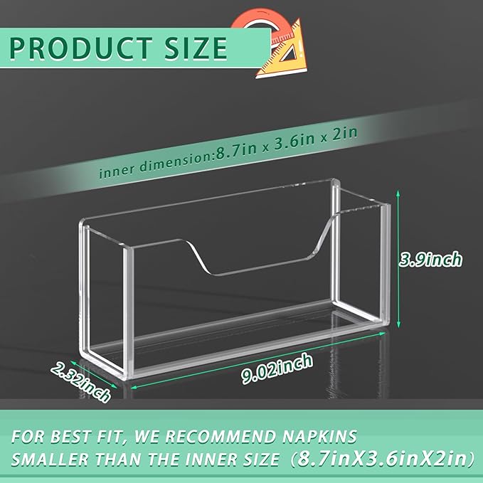Napkin Holder, Clear Acrylic Guest Paper Towel Holder for Bathroom Washbasin Side, Vertical Square Disposable Hand Towel Paper Waterproof Lucite Holder for Kitchen Hotel Restaurant Use
