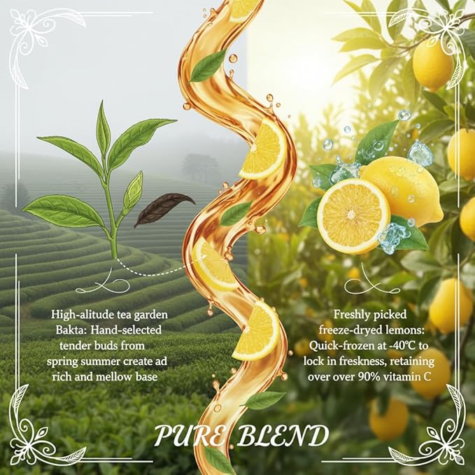 HANFANGLING Iced Lemon Black Tea - Premium Loose Leaf Blend with Real Freeze-Dried Lemon | Refreshing & Natural | Brews in Cold Water | 1.76 oz (50g) Pack