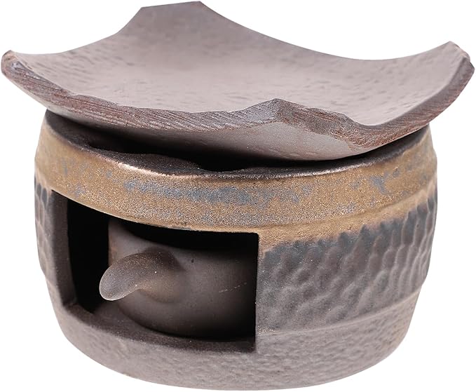 VICASKY Ceramic Tea Stove Warmer Set with Tea Light Candle Holder for Warming Teapots Rustic Heatproof Heater
