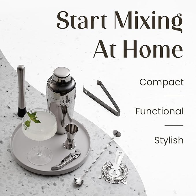 Mixology & Craft Bartender Kit: 14-Piece Professional Cocktail Shaker Set, Martini Shaker Set with Complete Bar Kit with Muddler & Jigger- Exclusive Cocktail Recipes Bonus