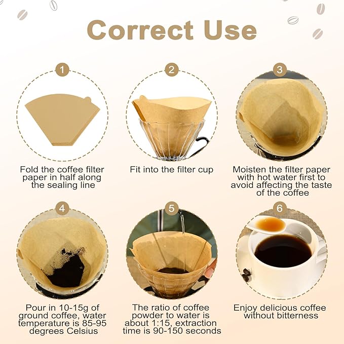 200 Count Cone Coffee Filters #4, 8-12 Cup, Coffee Filters 4 Cone Paper Unbleached Natural, Disposable Paper Coffee Filter for Ninja Maker, Pour Over Coffee Dripper and Drip Coffee Maker