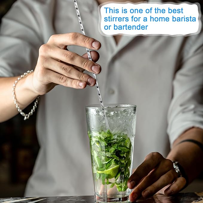 18 Pcs Bar Spoon Cocktail Mixing Spoon 12 Inches Stainless Steel Long Drink Stirrers with Spiral Handle for Cocktail Shaker, Silver