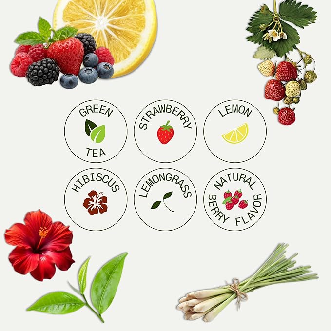 Kura Klub Superflower Hibiscus Green Tea | Whole-Leaf Light-Caffeine Blend with Strawberry Lemon Notes | Antioxidant Fruit & Floral Superherb Tea for Daily Hydration |Premium Pyramid Teabags
