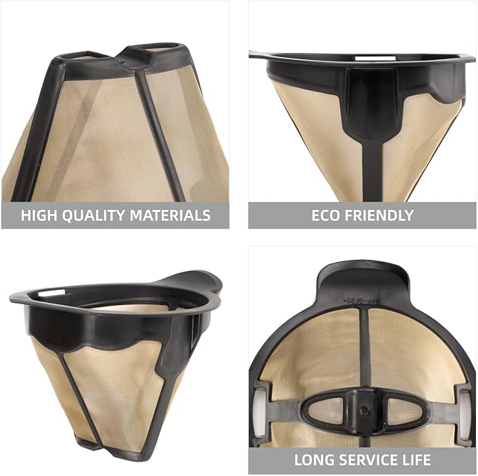Reusable Coffee Permanent Filters Cone Replacement Coffee Filter Compatible with Ninja Coffee Maker and Brewer CM300, CM305, CM360, CM371, CM400 (2 Packs)