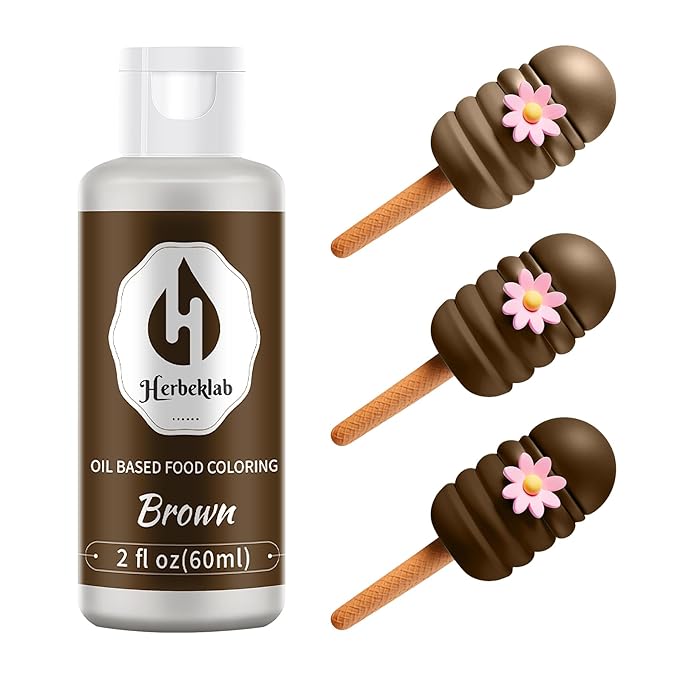 Brown Oil Based Food Coloring – 2 fl oz Professional Grade Concentrated Oil Food Dye for Melting Chocolate, Candy Melts, Cake Pops, Strawberries & Baking