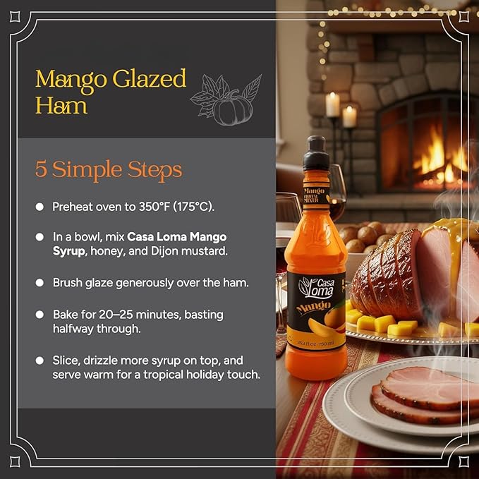 Casa Loma Premium Mango Syrup – 750 ml Authentic Colombian Gourmet Artisan Crafted Syrup Sauce for Beverages, Desserts, Cooking & Mixology, Made with Real Fruit, Vegan, Non-GMO, and Gluten-Free